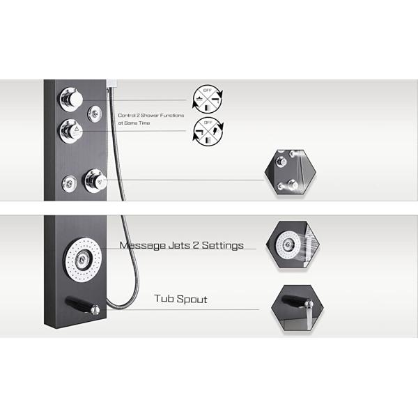 6 Function Zinc Shower Head Panel Tower System LED Showerhead Faucet Rain Massage System