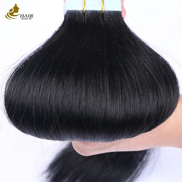 Cutila alinhada 16 polegadas fita em extensões de cabelo virgem Remy perucas preto