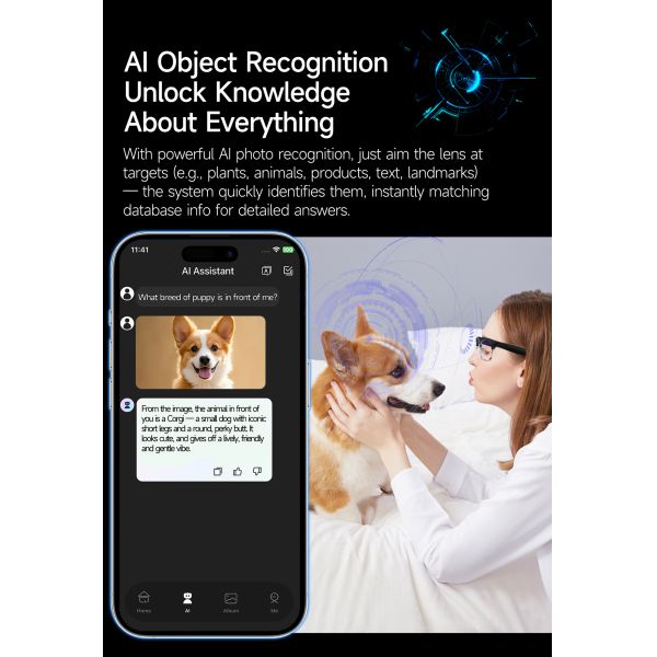 W630 Smart Glasses 1080P Camera IP66 Waterproof AI Voice Wake-up Image Stabilization Magnetic Charging Real-time Translation