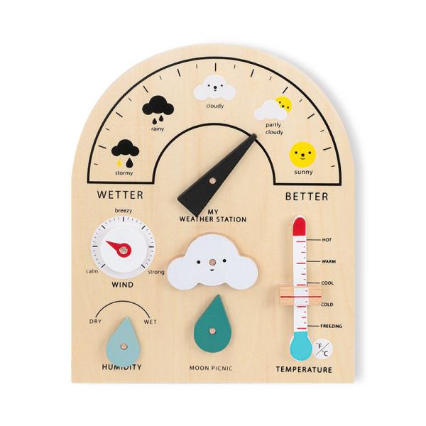 Wooden Weather Station Toy Weather Forecast Holiday Calendar Board