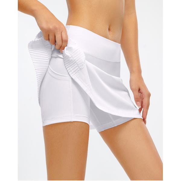 OEM White Nylon Spandex Golf Short Skirts Tennis Activewear With Pocket