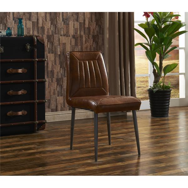 Contemporary Brown Leather Dining Room Chairs Super Soft Sponge American Style