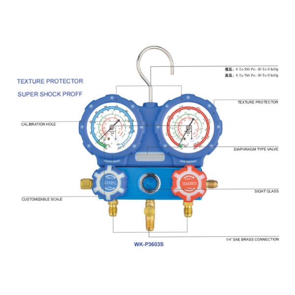 ODM HVAC Refrigerant Pressure Gauge Set For R410A High Precision