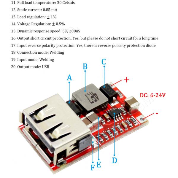 DC Buck Step Down Converter 12v 5v Power Module 12V/24V to 5V 3A CAR USB Charger Module 6-24V DC Step Down Power Module