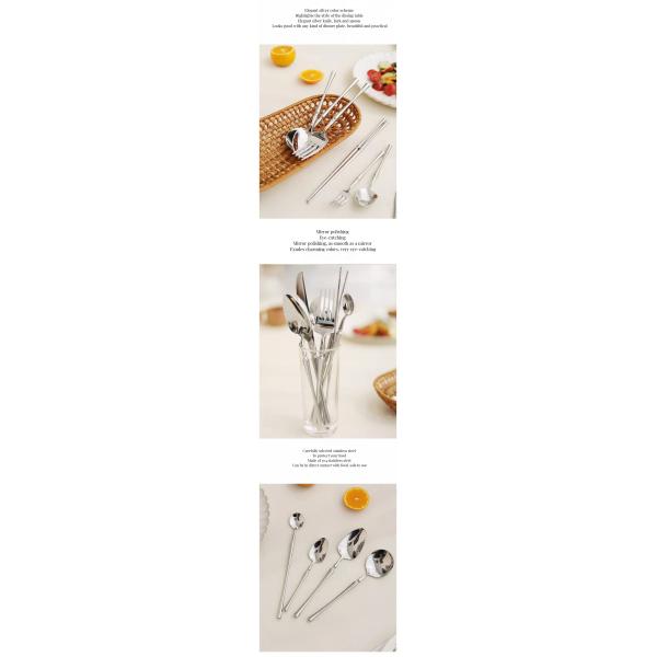 Production Spoon Fork Knife Chopsticks Kit 24-Piece Gold Stainless Steel Flatware Set