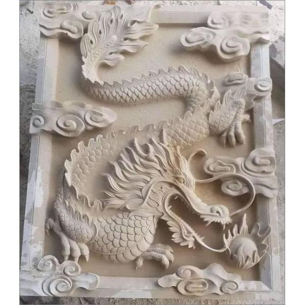 Exquisite Lotus Relief Mural Hand Carved from Natural Marble Stone for Modern Wall Decor