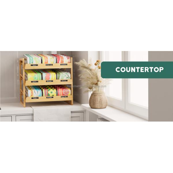 Пищевые продукты 3 уровень Складируемая бамбуковая банка держатель хранилища Организатор с устойчивой наклейкой на этикетке