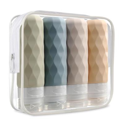 Ensemble de flacons de voyage rechargeables en silicone, couleur café, étanches, 90 ml