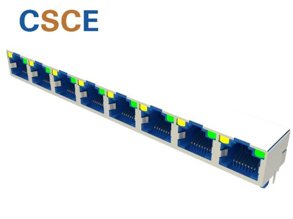 8 Pin 8P8C RJ45 Female Jack Connector With LED 125vac FCC CE ISO9001