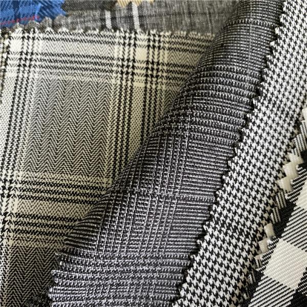 Polyester Fiber Woven Yarn Dyed Checks Fabric For Dresses Suits Pants Jackets