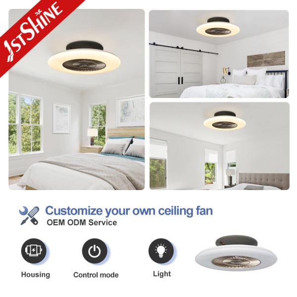Flush Mount 24 inch Bedroom Ceiling Fan Light Reversible DC Motor