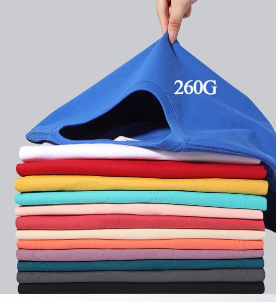 camisetas em branco de algodão pesado 260g camisetas de rótulo privado Método tecido de pescoço redondo macio