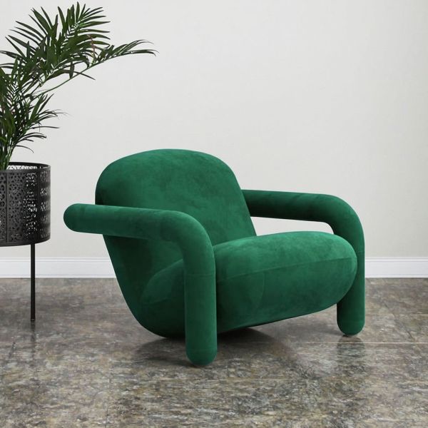 Custom Comfortable Upholstered Armrest Single Sofa Chair Solid Wood Frame Modern Velvet Fabric Dining Living Room Bedroom