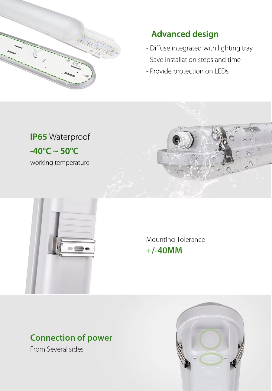Three-Proof Light Adjustable Power and Color Temperature  Factory, Garage, and Warehouse Lighting