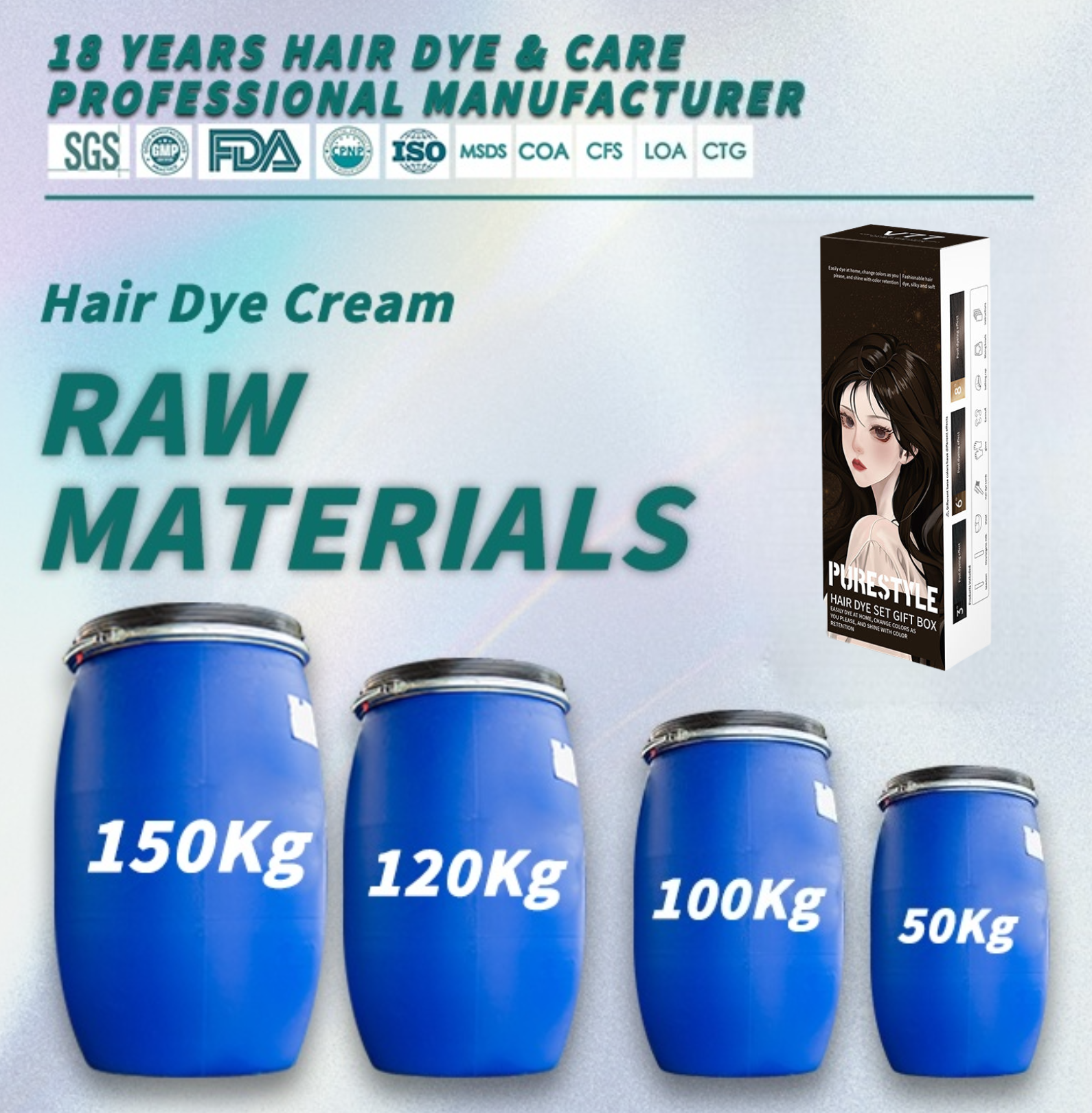 Herbal Formula Semi Permanent Hair Dye Set Ammonia Free Hair Color Raw Material  OEM ODM Available