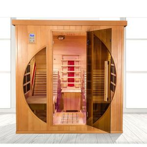 Low EMF 2 Person Indoor Wooden Infrared Sauna Room With Lay Down Chair