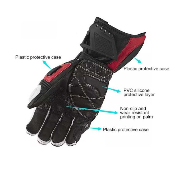 Custom Men's Winter Motorcycle Racing Genuine Sheepskin Leather Gloves with Logo