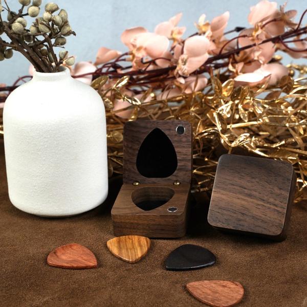 Wooden Guitar Pick Box – Premium Handcrafted Wooden Case for Guitar Picks – Elegant Storage Box for Guitar Picks – Stylish and Durable Guitar Accessory for Musicians and Guitarists