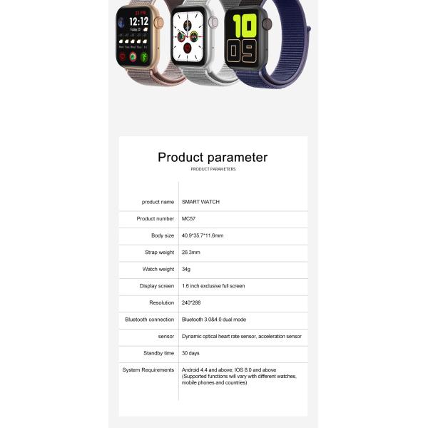 IWO MC57 180MAH 1,57 поручать монитора 2hours тарифа сердца шкалы дюйма