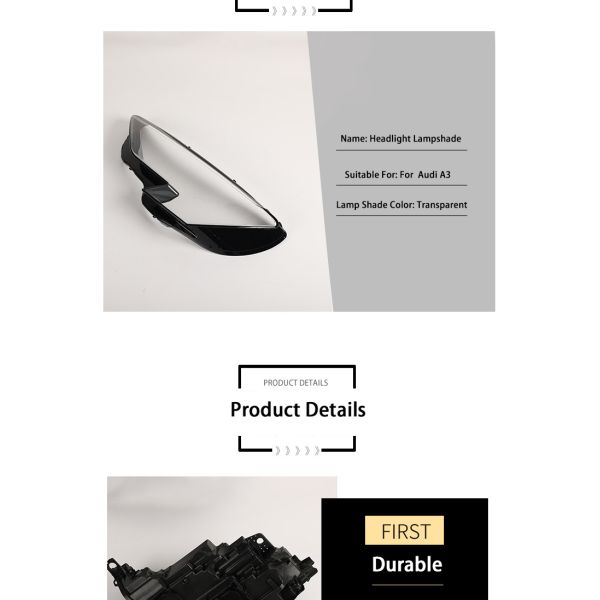 Demillon 2021-2024 for Audi A3 Front Headlight Cover Rear Shell Base Headlight Lens Automotive Accessories
