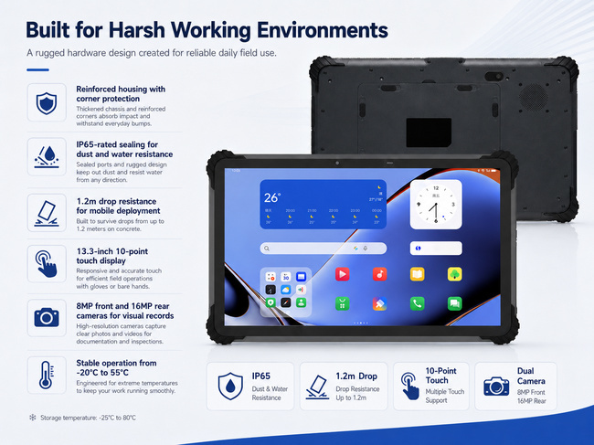 Care Rugged Tablet for Healthcare Data Collection 13.3 Inch with Battery and Data Review