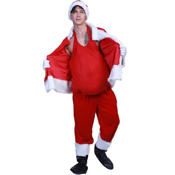 Beleza de Papai Noel com barriga aconchegada Traje de Natal