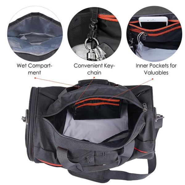 Sport Anti Theft Travel Bag Lightweight Gym Duffle Bag With Shoe Compartment Wet Pocket