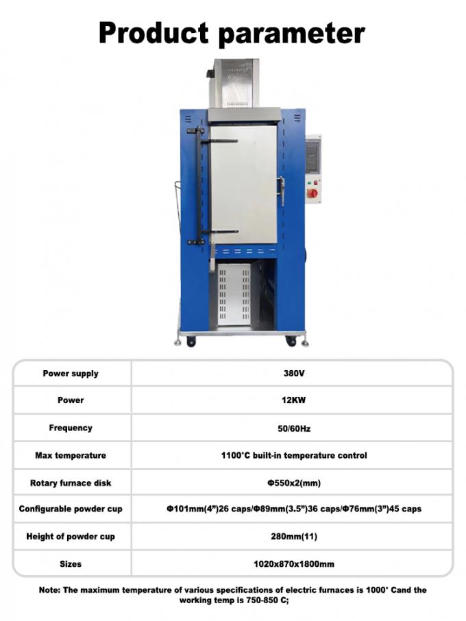 12KW Power 1100℃ Max Temperature Double-decker Rotary Electric Furnace for Jewelry Burnout