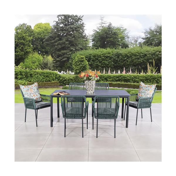 Restaurant Furniture Set for 6 People AJUNION Modern Luxury Outdoor Table and Chairs