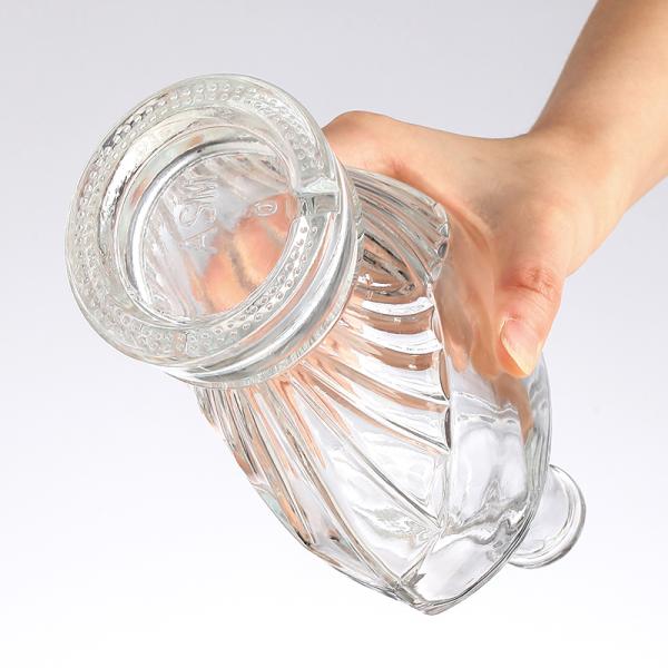 Custom Design Round Shape 750ml Glass Whisky Bottle with Cork and Clear