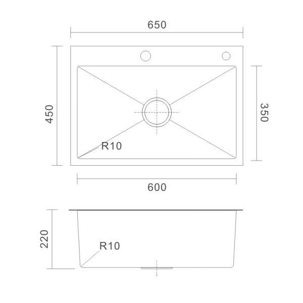 NANO 33x19 Single Bowl Drop In Kitchen Sink  , Cabinet High End Stainless Steel Sinks 18 Gauge