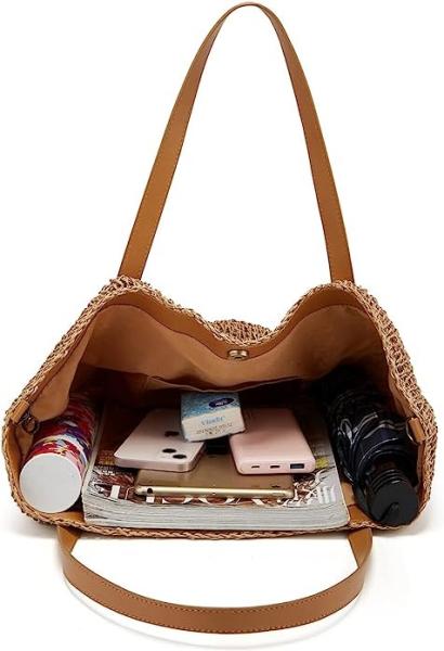 Straw Bags for Women Summer Beach Woven Tote Hobo Handbag Casual Straw Shoulder Bags for Travel Vocation