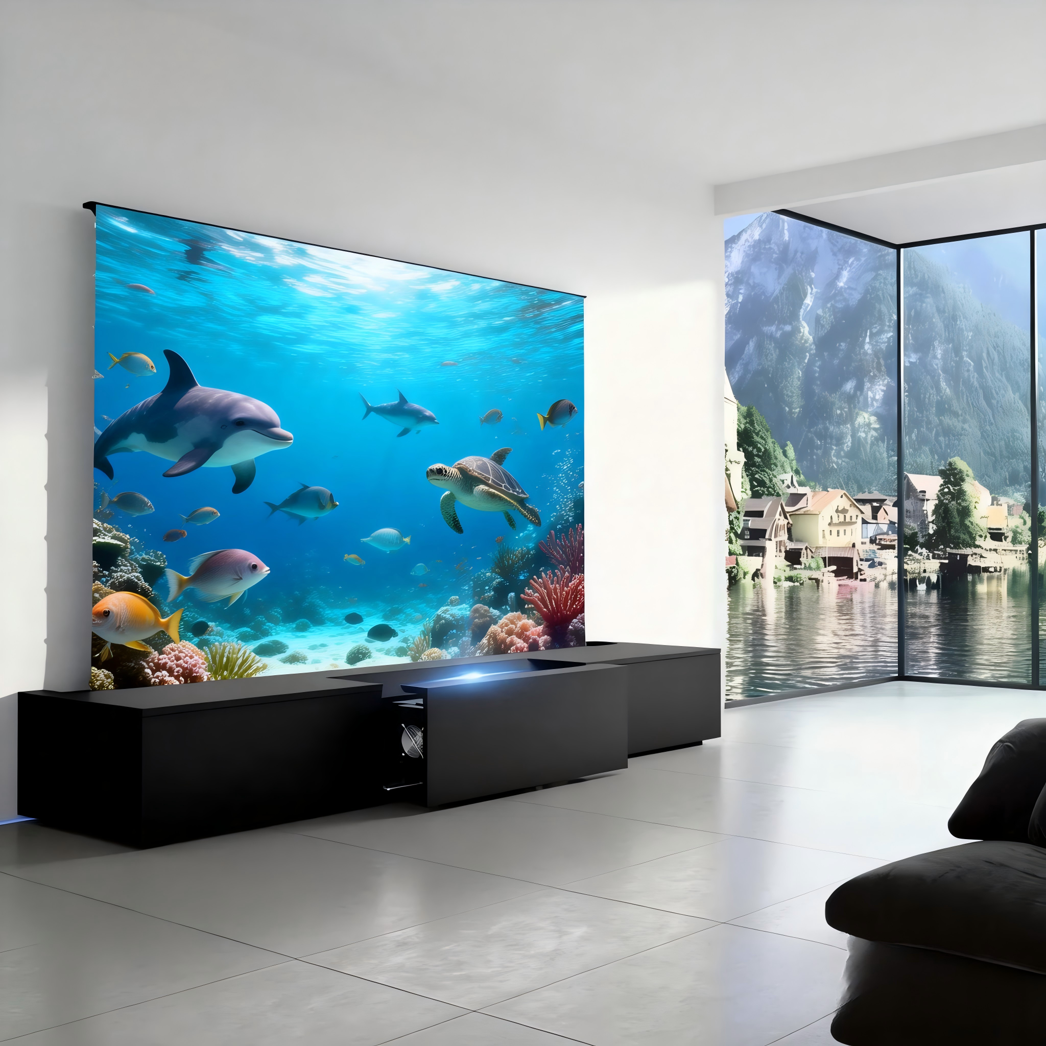 Motorized Telescopic TV Cabinet with Formaldehyde-Free MDF Board and Custom Size/Color Options for UST Projectors