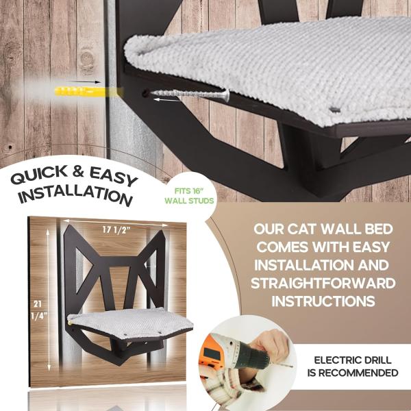 Function Save Space Wall Mounted Cat Shelf with Shelves Perches and Hanging Bed