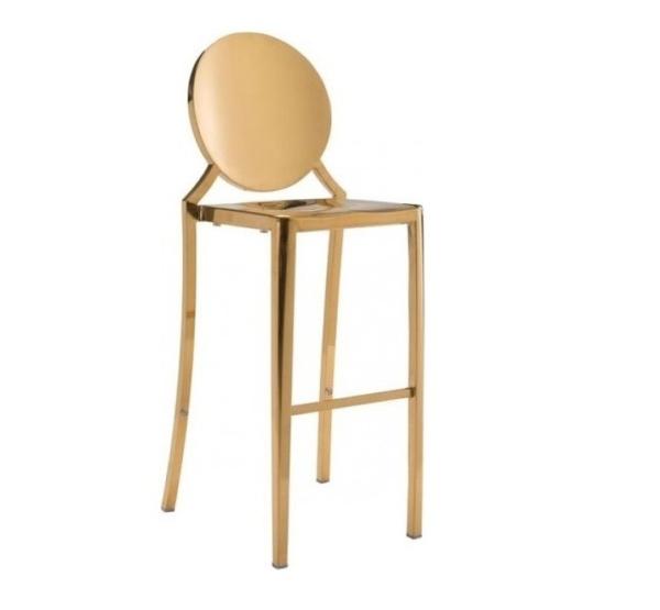 Hot sales Gold Stackable Stainless Steel frame Round back Armless Bar Chair Barstool