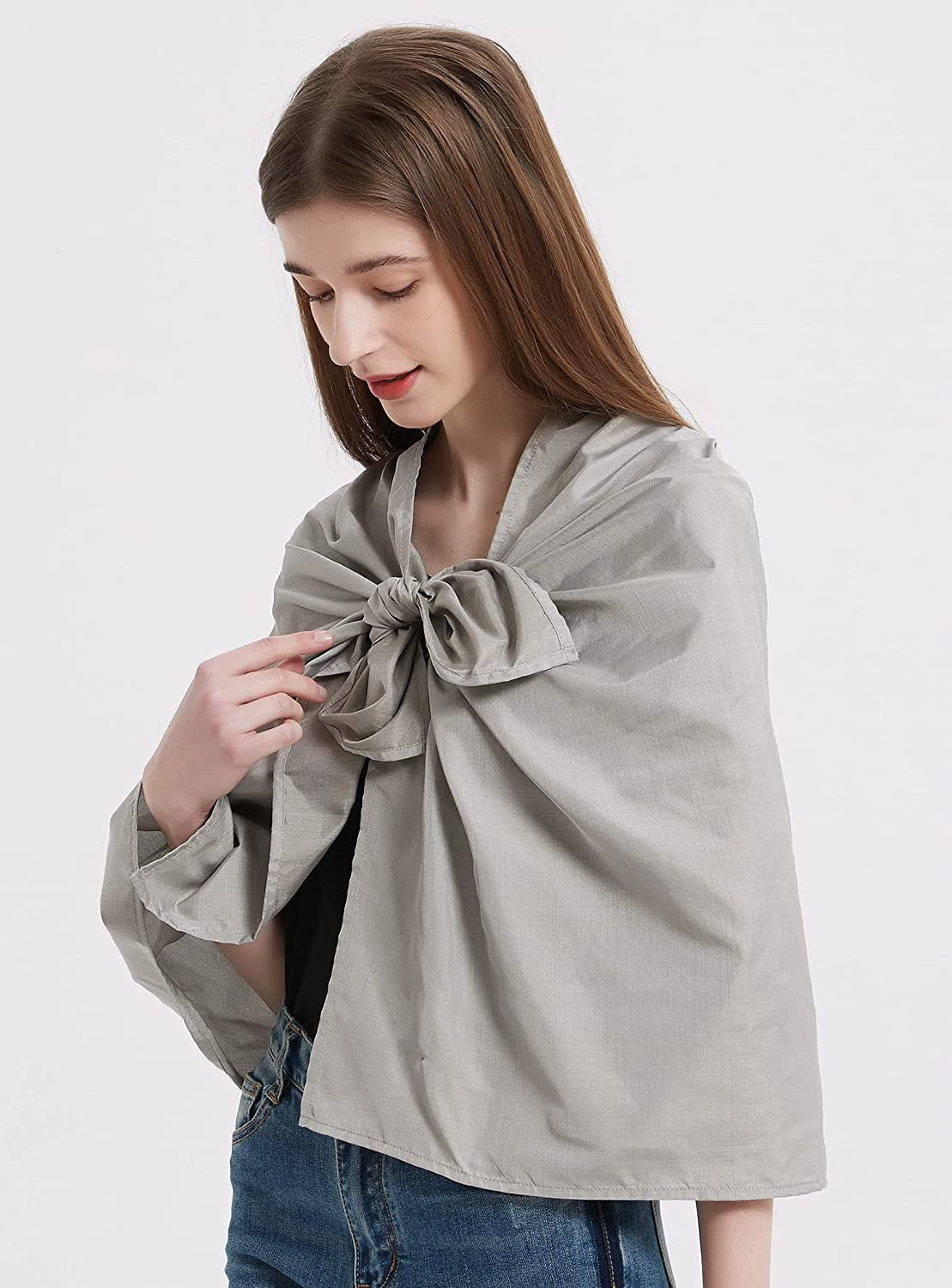 Maxsharer Gray Color Unisex EMF 5th Generation Wireless Radiation Protection Shielding Scarf RF Block Silver Fiber Fabric