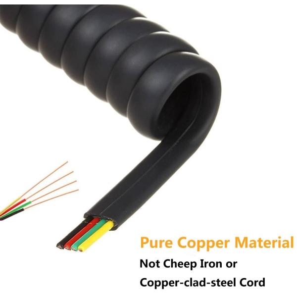 RJ11 6P4C Spiral Telephone Cable 12FT Male to Male 24AWG