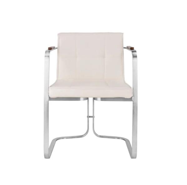 Contemporary silver stainless steel dining chair PU leather upholstery armrest chair for living room