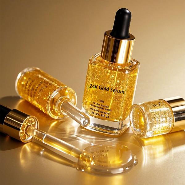 Esencia facial de suero de oro de 24k, blanqueador, colágeno, sueros faciales, vitamina C orgánica