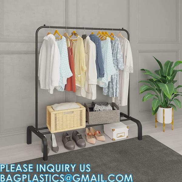 Clothes Rack, Garment Rack, Clothing Rack for Hanging Clothes, Drying Rack Hanger, Steel Frame, Mesh Storage Shelf