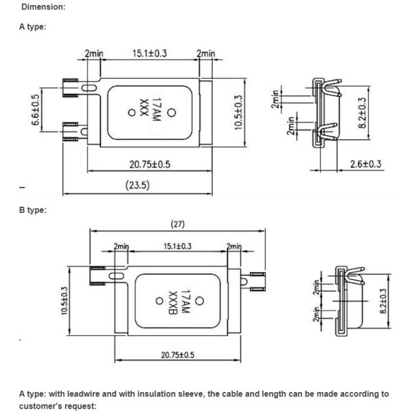 Surface Mount Normally Closed 17AM Electric Motor Thermal Switch
