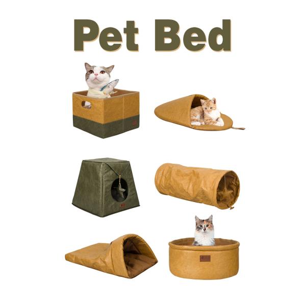 Novelty Paper Cooling Pet Mat Tunnel Cat Bed Yellow Green
