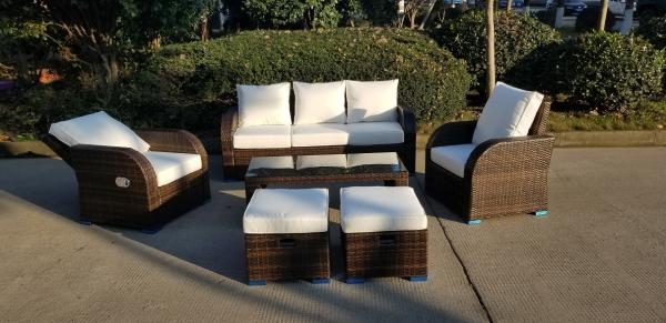 KD Furniture Rattan Outdoor Sofa Set Adjustable Back Rest Single Sofa