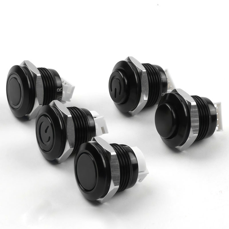 12mm  Oxidized Black Ultra-Short Quality Push Button Switch Factory With 3V6V12V24V Self-resetting