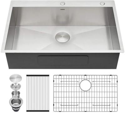 30x22 Drop In Top Mount Stainless Steel Kitchen Sink Basin