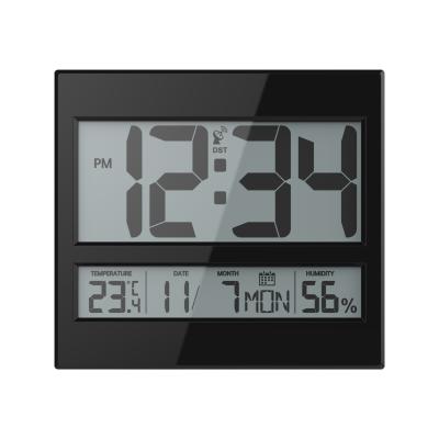 Relógio controlado por rádio Temperatura interna Umidade Estilo de design moderno Relógio de parede digital