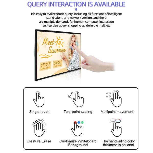 OEM ODM 43 49 55 Inch Capacitive LCD HD Touch Screen Indoor School Digital Signage