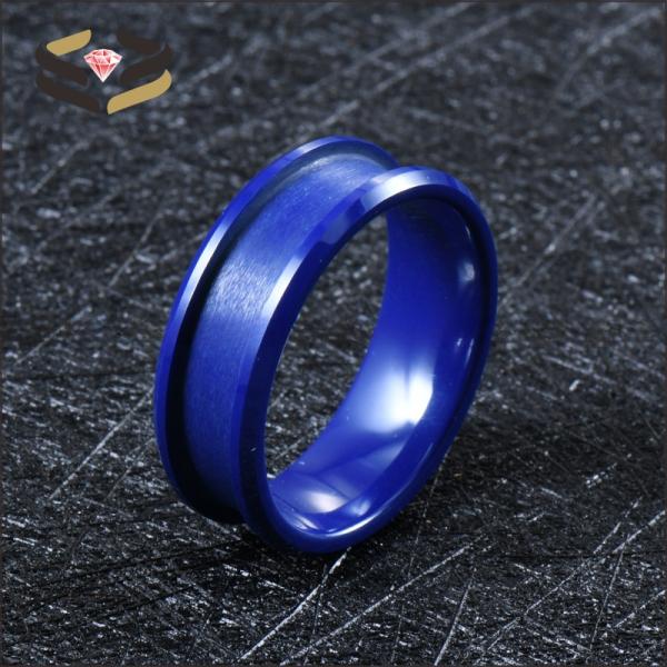 Men'S Blue Wedding Ceramic Rings 6mm 8mm Diamond Shape