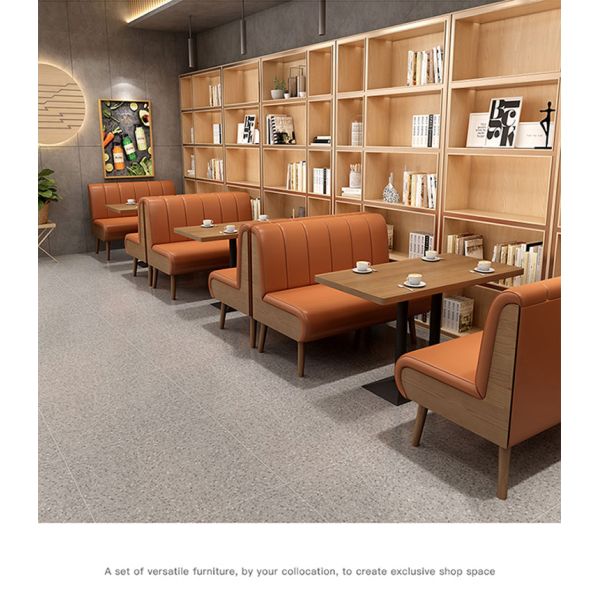 Foshan Factory Restaurant Table and Chairs Commercial Coffee Table With Chair Solid Wood Booth Sofa Seating for Restaurant
