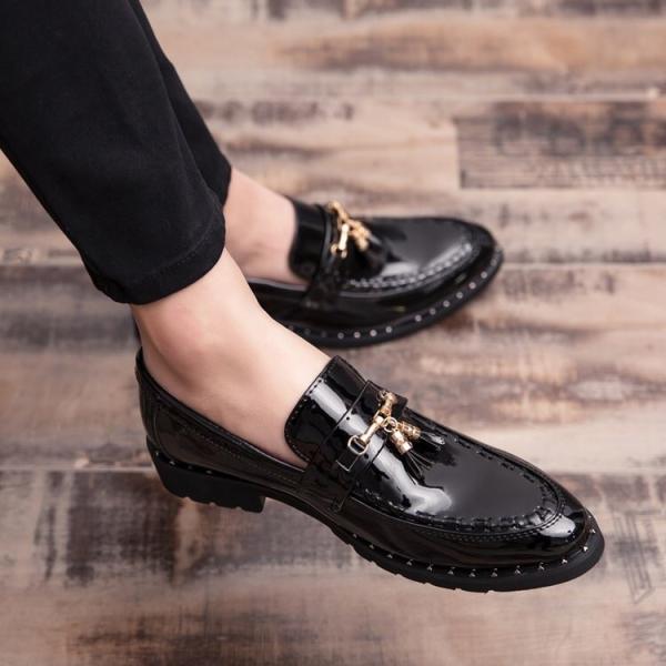 OEM Mens Leather Slip On Dress Shoes Rubber Bottom Men'S Tassel Dress Loafers